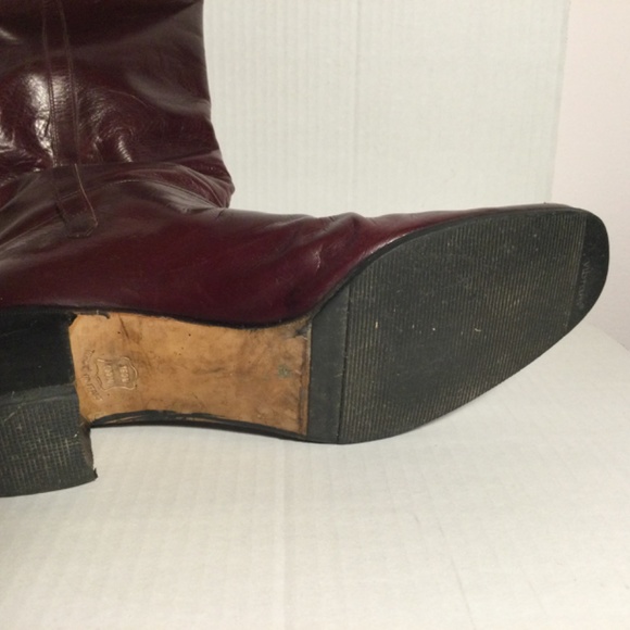 Salvatore Ferragamo Burgundy Leather Knee High Boots - Picture 4 of 13